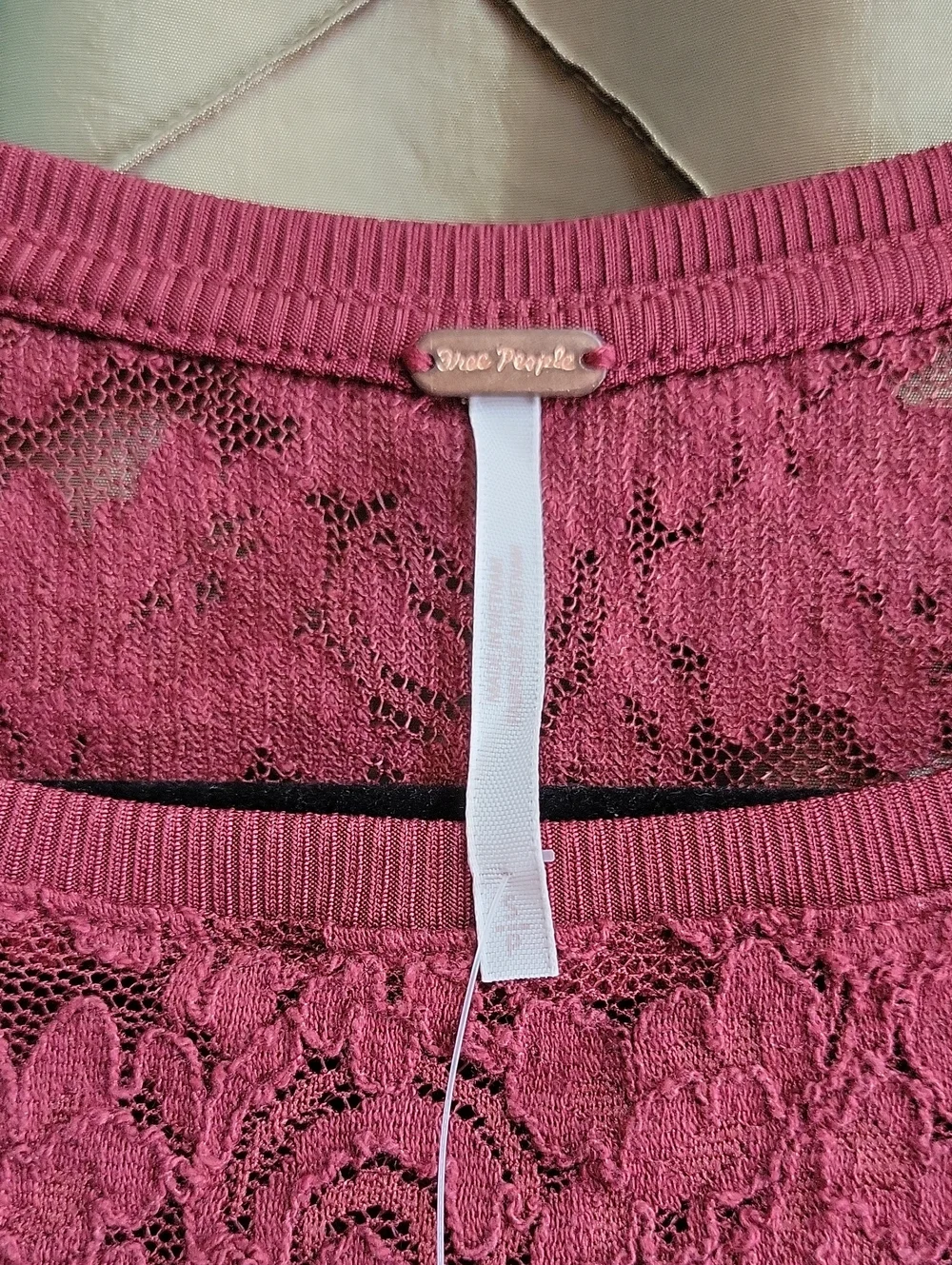 NWT- Free People ‘Lace Layering’ Long Sleeve Pop-Over Top